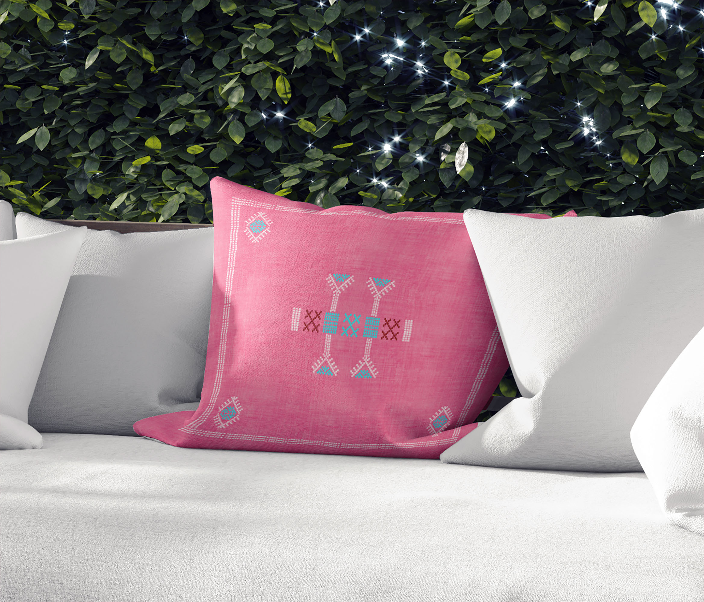 Moroccan Kilim Pink Outdoor Pillow by Kavka Designs - image 5 of 5