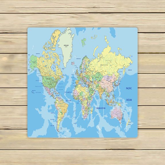 ABPHQTO Highly Detailed Political World Map Labeling Towels,Beach Bath Pool Sprot Travel Hand Spa Towel 13x13 Inch