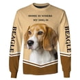 thumbnail image 4 of Sudaderas con capucha con cremallera impresa en 3D para hombres y mujeres, disfraces de cosplay de Halloween, Hogar es donde mi perro es Beagle, 4 of 4