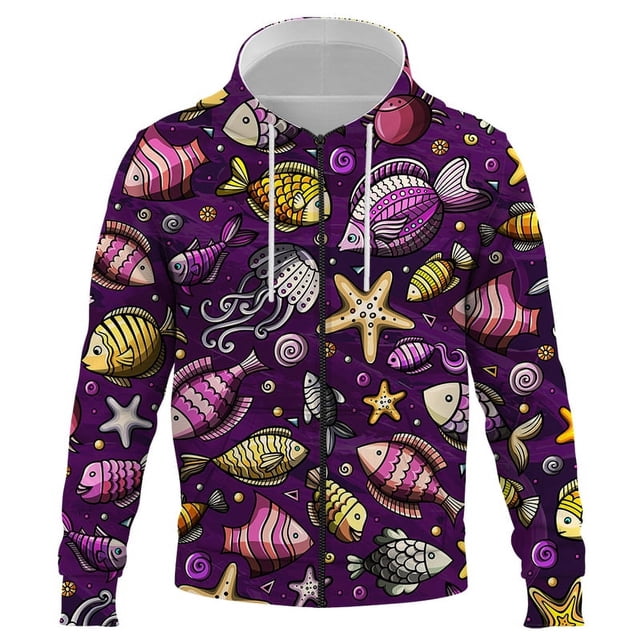 Sudadera con capucha con estampado 3D de mundo submarino para hombre, estilo Harajuku, unisex, de manga larga, talla 4XL