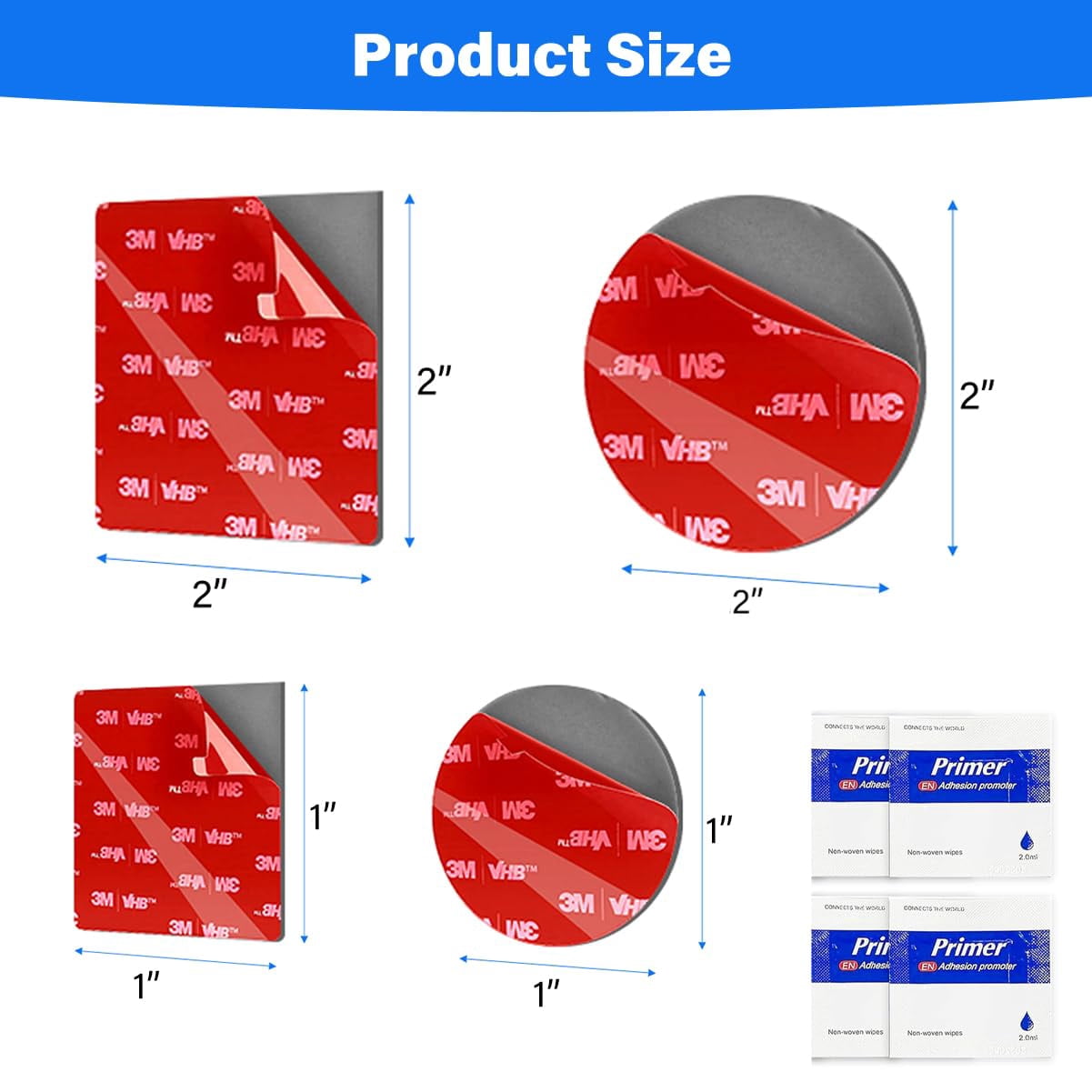 20pcs Tape Double Sided Heavy Duty,  Round 2.2 in Double Sided Adhesive Pads, Waterproof Sticky Pads for Car, Home Decor & Outdoor Use
