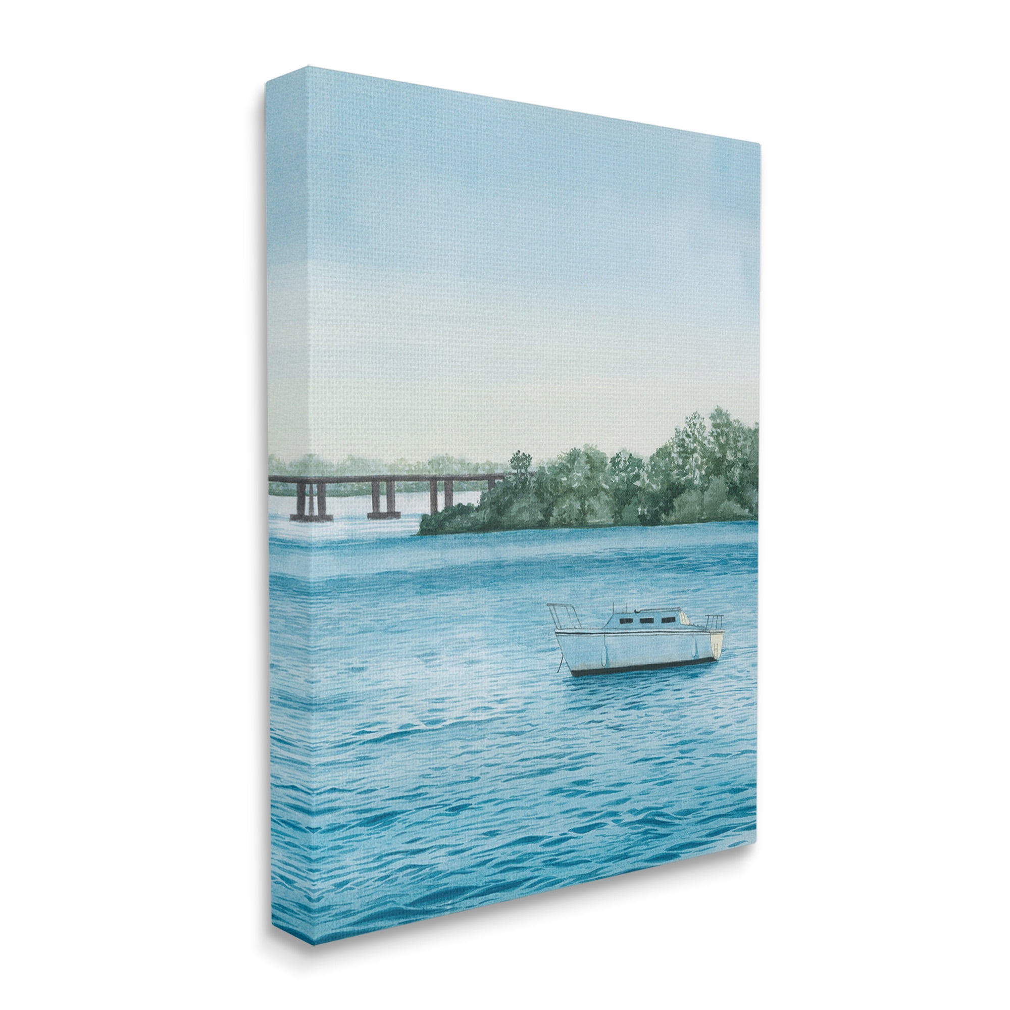 Stupell Industries Boat & Bridge Scenery Transportation Photography Gallery Wrapped Canvas Art Print Wall Art, 36 x 48