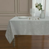 Kate Aurora Shabby Chic Floral Fabric Tablecloth - Gray, 104 in. Long (8-10 Chairs)