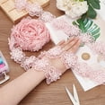 thumbnail image 3 of 5 Yard Flower Lace Pearl Trim Ribbon 2.4inch Wide Embroidered 3D Flower Lace Edge Trim Pink Organza Lace Trim for Sewing Pearl Beads Floral Embroidered Lace Trim for DIY Crafts, 3 of 9