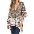 thumbnail image 1 of Sakkas Danis Women's Oversized Casual Pullover V-neck Short Sleeve Boho Top Blouse - 452 - One Size, 1 of 5