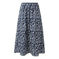 thumbnail image 5 of BUWTTER Womens Skirts Casual Midi Flowy Below Knee Spring Summer Fall Basic Floral Print Boho Casual Blue Skirt L, 5 of 9