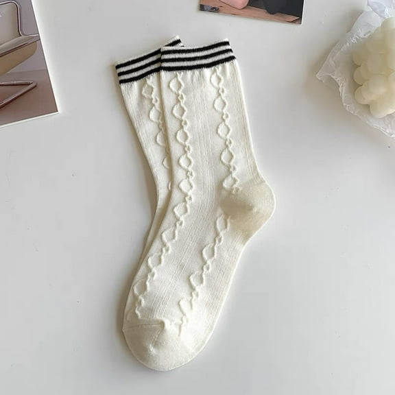 ERDOUY 6 Pairs Women’s Soft and Thin Above - Ankle Cotton Crew Socks (White A01)