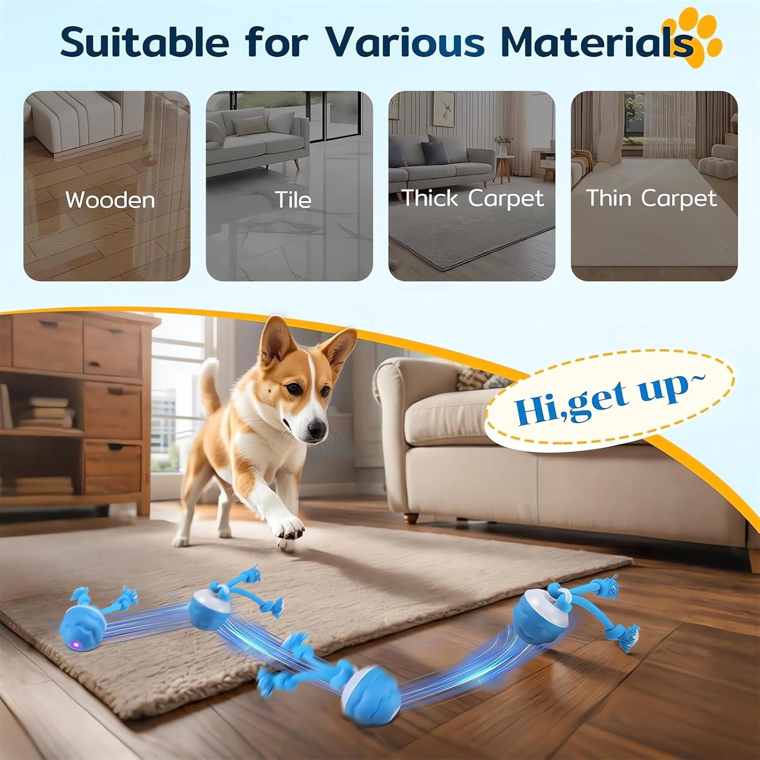 Motion Activated Interactive Dog Toys,  Rolling Dog Ball Toy for Boredom Stimulating, Self Play Ball for Small Medium Dogs Indoor