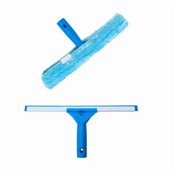 Professional Window Cleaning Combo - Squeegee & Microfiber Window Scrubber, 14"