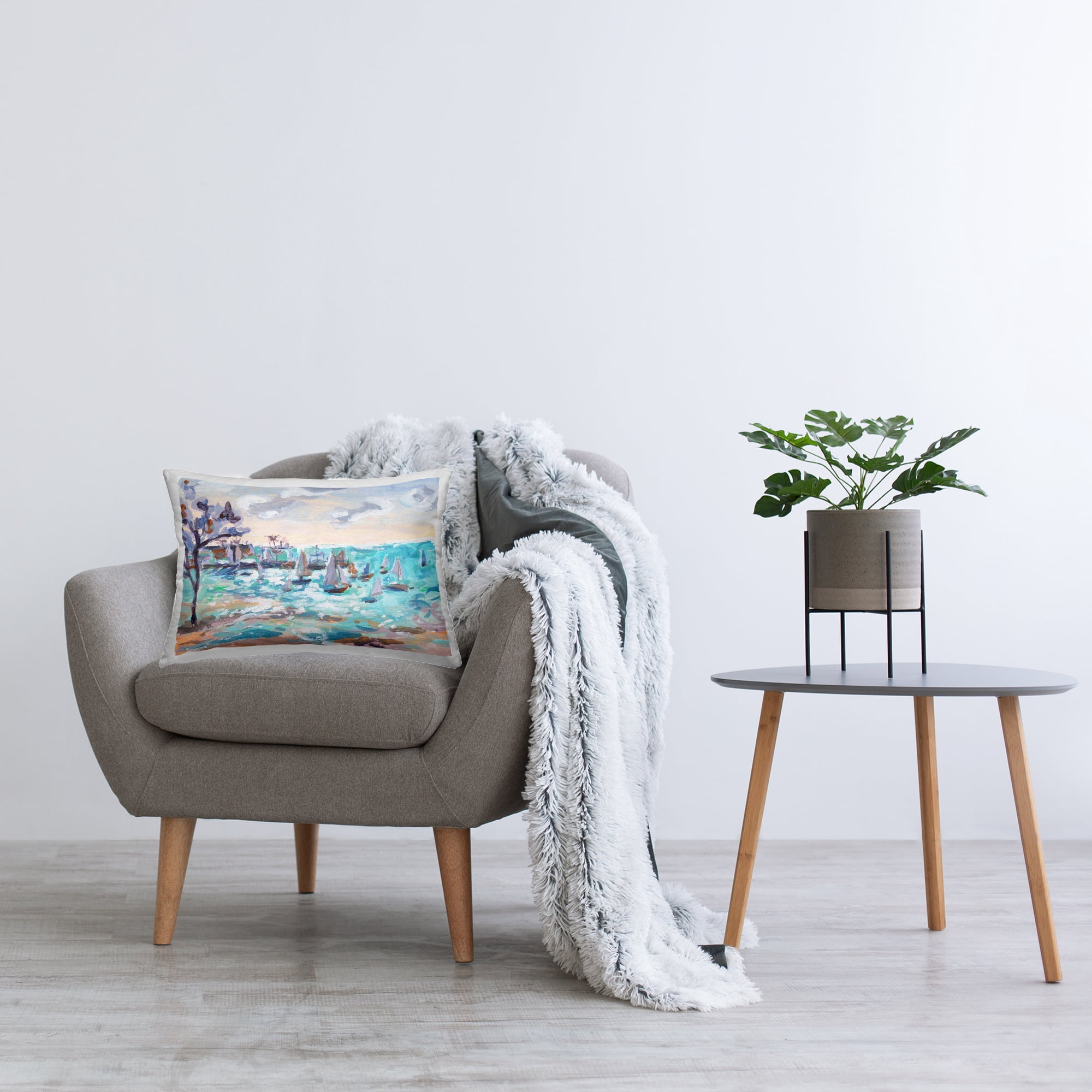 Stupell Industries Sailboat Fleet by Shore Decorative Printed Throw Pillow Design by Melissa Wang .