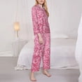thumbnail image 3 of Salouo Pink Glitter Pattern Women's Pajamas Set Long Sleeve Button Down Sleepwear Soft Pj Lounge Sets for women 2 Piece Pjs Set with Long Pants-Medium, 3 of 7