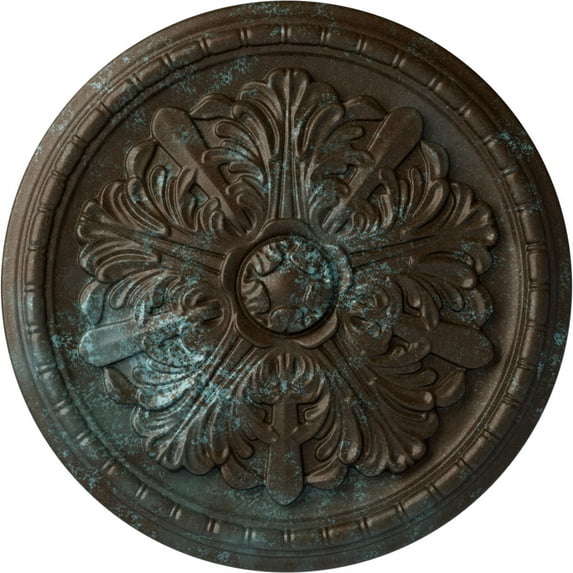 Ekena Millwork 17 1/8"OD x 1 1/2"P Washington Ceiling Medallion (Fits Canopies up to 2 7/8"), Hand-Painted Bronze Blue Patina
