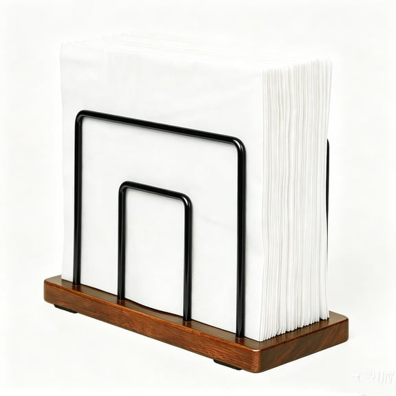 Wooden Napkin Holder with Metal Wire, Farmhouse Upright Tabletop Tissue Dispenser for Tables, Dining, Kitchen, Restaurant, Picnic, Hotel, Cafe, Bar, Indoor & Outdoor