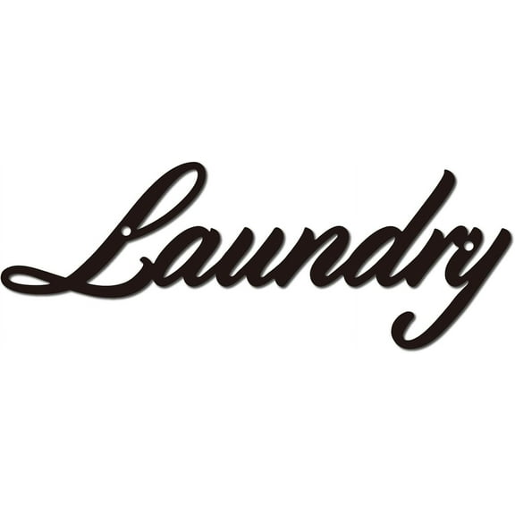 Laundry Metal Wall Decor Rustic Letter Signs Iron Wall Art Sculpture Hanging Backdrop Decoration Word Sign Cutout Ornament Aesthetic for Home Living Room Bedroom Indoor Black 11.8x3.9 Inch White