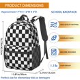thumbnail image 3 of Black and White Checkered Pattern 17" School Backpacks for Teens,Waterproof Oxford Fabric,S-Shape Padded Straps for School,Travel,Hiking,Camping, 3 of 6
