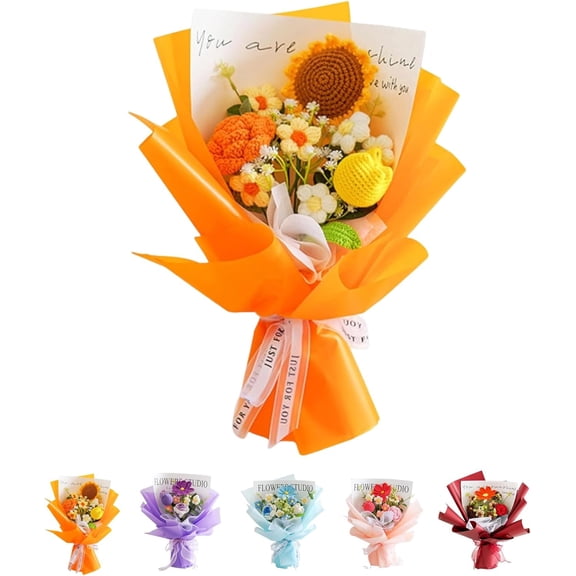 Handmade Crochet Flower Bouquet – Knitted Rose & Tulip Flowers, Faux Floral Arrangement for Home Decor, Gift for Mother’s Day, Valentine’s Day, Birthdays, Anniversaries