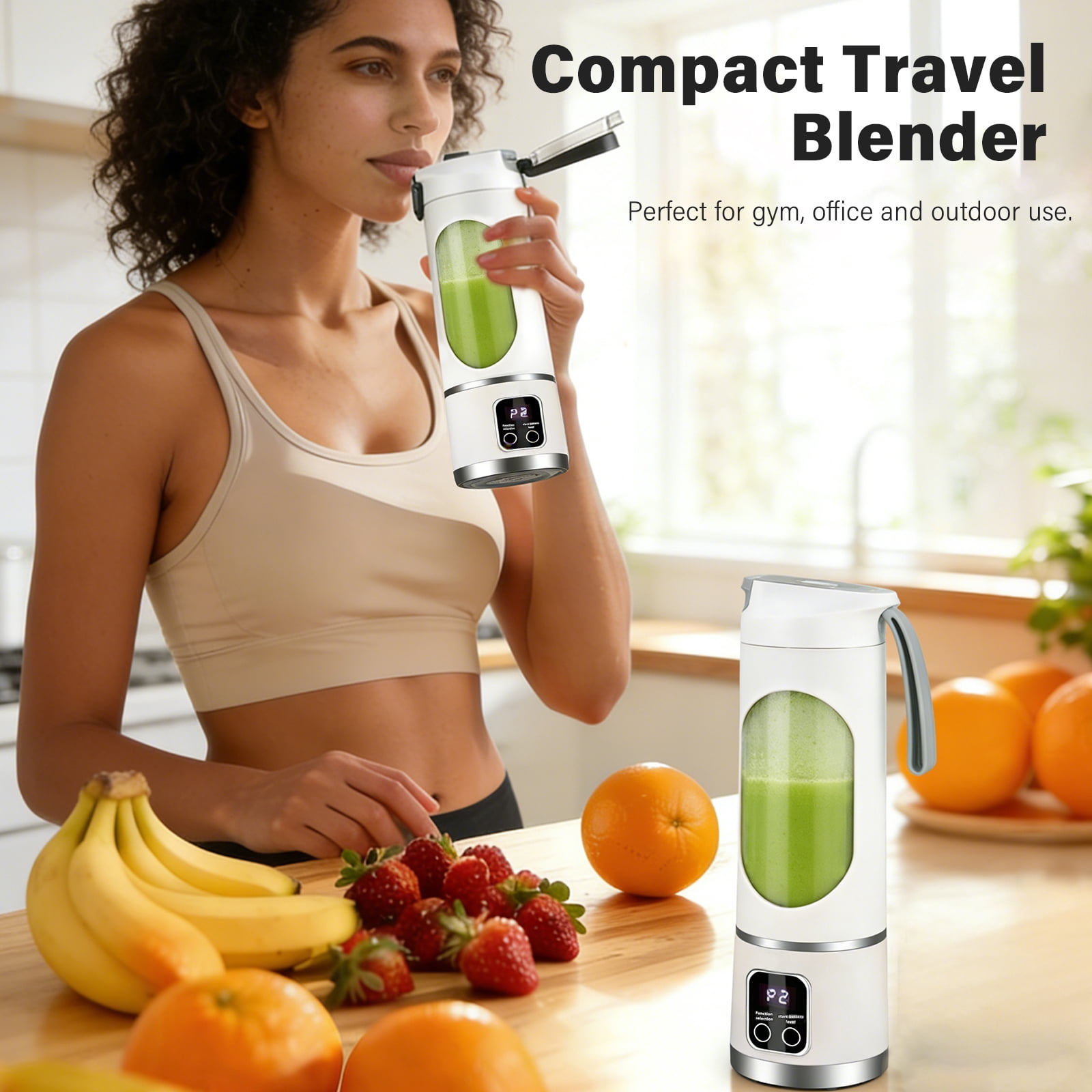 Portable Blender 450ML Type-C Rechargeable Personal Smoothie Blender, 12-Blade Portable Juicer Blender for Smoothies & Shakes, Mini Portable Juicer Travel Blender for Gym, Office & Outdoor