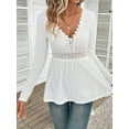 thumbnail image 7 of Ounisa Women Lace Patchwork Shirts Long Sleeve V Neck Tops Going Out Sexy Solid Color Casual Slim Fit Blouses, 7 of 7