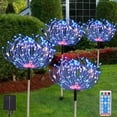 thumbnail image 1 of Juego de 4 luces solares para jardín de exterior, 480 LED, impermeables, alimentadas por energía solar, 8 modos de iluminación con control remoto, para patio, fiesta de Navidad y decoración de jardín., 1 of 5