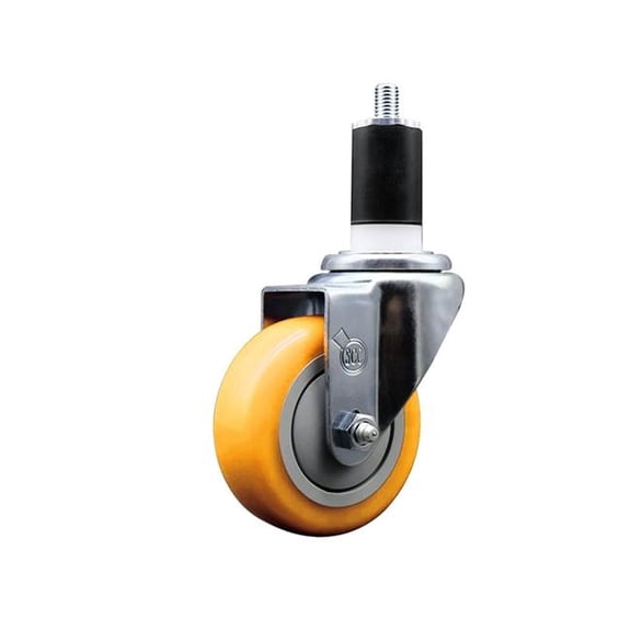 Service Caster SCC-EX20S3514-PPUB-YEL-112 Polyurethane Expanding Stem Swivel Caster with 3.5 in. Yellow Wheel & 1.5 in. Stem
