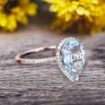 thumbnail image 4 of 1.50 Carat Pear shaped Aquamarine Engagement Ring 10k White Gold Halo setting, 4 of 6