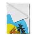thumbnail image 2 of Retro Soft Flannel Fleece Throw Blanket, Vintage Car in Magic City Miami with Exotic Coconut Trees Sunny Day Beach, Cozy Plush for Indoor and Outdoor Use, 50" x 60", Yellow Blue Orange, by Ambesonne, 2 of 5