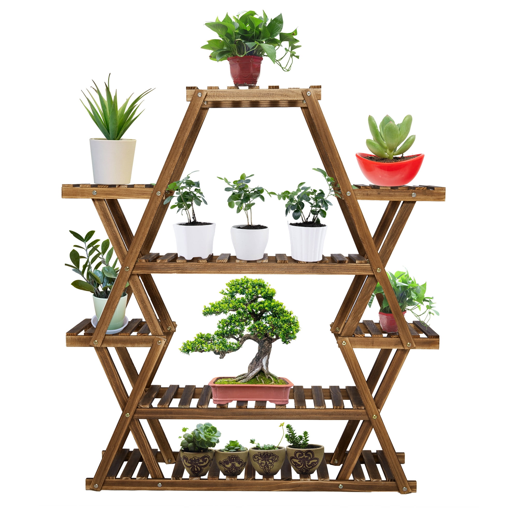 LELINTA Wooden Plant Stand Shelf, Plant Display Multi Tier Flower ...