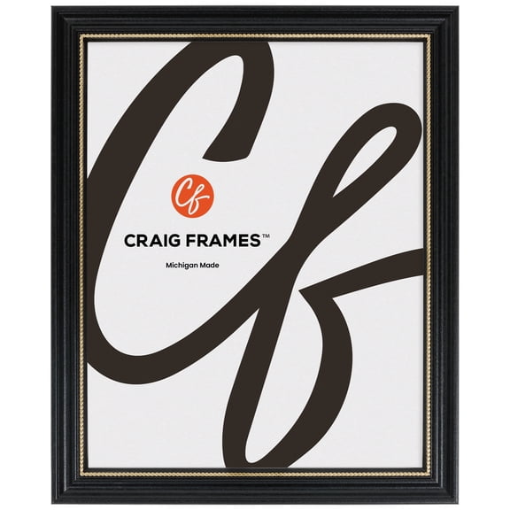 Craig Frames 314BG, Ornate Black and Gold Picture Frame, 18 x 20 Inch