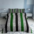 thumbnail image 2 of Homewish Geometric Stripe Full Size Comforter Sets, Glitter Sequin Bling Print Bedding Comforter Set, Green Black Gray, Black Reversible, 3-Piece 1 Comforter and 2 Pillowcases, 2 of 6