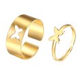 thumbnail image 2 of WDOplteas 2 Anillos Creativos Aleación Ajustable Unisex para Mujeres Y Hombres para Regalo (dorado), 2 of 9