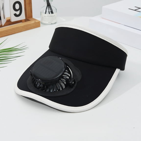 Naittoop Summer Sun Visor Hats with Fan,Solar Powered Cooling Baseball Chapeau Breathable UV Protection,USB Charging for Men Women Unisex Black