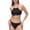 #0435-Black, variant on Womens Solid Color Two Piece Bikini Set Padded Wireless Stretchy Flattering Fit UV 50+ for Beach Pool Vacation Summer Outdoor Water Activities