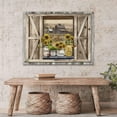 thumbnail image 2 of Sunflower Wall Art Canvas Print Rustic Wall Decor Faux Barn Doors Sunflower Jars On Barn Painting Picture Framed Modern Farmhouse Artwork for Living Room Bedroom Bathroom Office Home Decor 12x16 In, 2 of 6