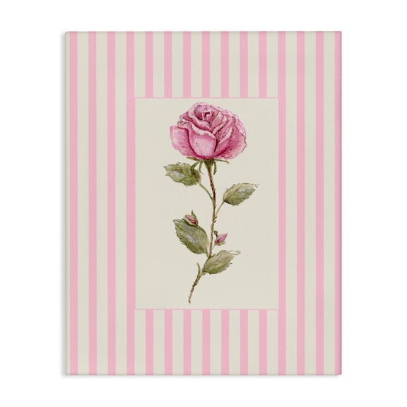 Pink Stripe Rose Canvas Wall Art, design by Lisa Wehmeyer