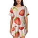 thumbnail image 1 of Fotbe Strawberries Conjunto de Pijama Estampado para Mujer, 2 Piezas, Ropa de Dormir con Camiseta de Manga Corta y Shorts Suaves-Medium, 1 of 6