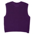 thumbnail image 4 of RMGVDSD Women's Tops Spring Fall Fashion Crochet Vest Hollow Out Sweater Vest Sleeveless Cardigans Solid Color Ladies Casual Knit Sweater /Purple, 4 of 5