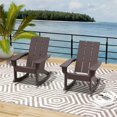 thumbnail image 2 of Parkdale Outdoor HDPE Plastic Adirondack Rocking Chair Dark Brown (Set of 2), 2 of 7