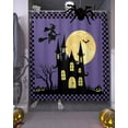thumbnail image 3 of Halloween Purple Castle Moon Shower Curtain Set ，Waterproof Fabric Shower Curtains Witch Pumpkin Bat Black Plaid Shower Curtains for Bathroom,Bathroom Decor 60"x72", 3 of 6
