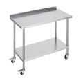 thumbnail image 1 of Table de Travail en Acier Inoxydable 24 x 48 x 40 Pouces, Table de Préparation Alimentaire Commerciale avec Roulettes, Table de Travail Robuste, Table de Travail en Métal avec Hauteur Réglable pour Restaurant, Maison et Hôtel, 1 of 5