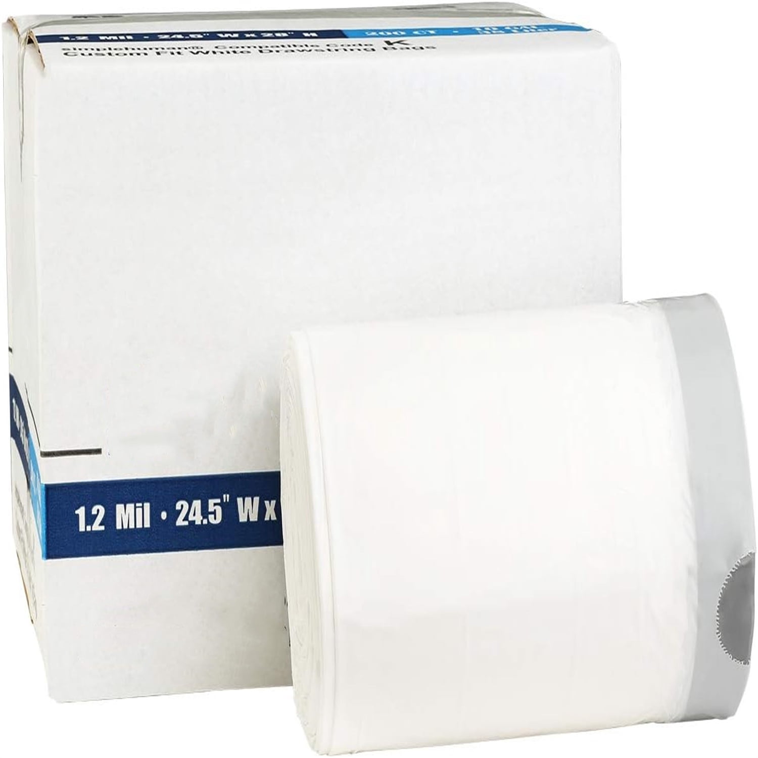 Custom Fit Trash Bags, White Drawstring Garbage Bags Liners, 10 Gallon / 38 Liters, 24" x 28" (200 Count) Heavy Duty Trashbags Home Essentials Large