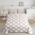 thumbnail image 2 of Erosebridal Light Pink Checkered Quilt Set Full White Cream Checkerboard Bedding Set,Buffalo Plaid Grid Comforter Set Aesthetic Geometric Gingham Bed Set Modern Room Decor, 2 of 8