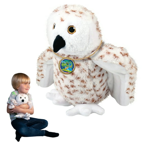 EcoBuddiez - Snowy Owl from Deluxebase. Large 12 inch Soft Plush Toy made from Recycled Plastic Bottles. Eco-Friendly Cuddly Gift for Kids and Cute Animal Soft Toy for Toddlers.
