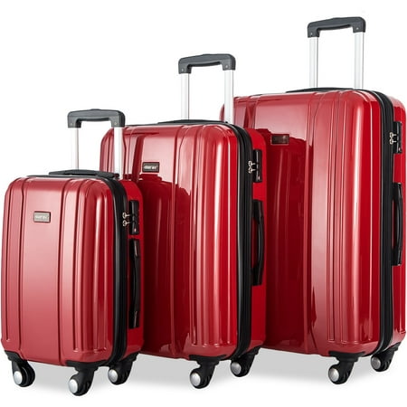 Merax Luggage 3 Piece Sets ABS+PC Expandable Luggage Set with TSA Lock ...