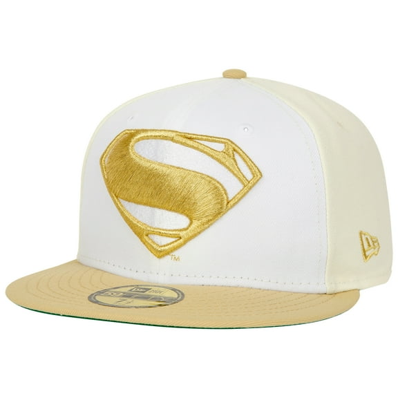 Superman Logo White Gold New Era 59Fifty Fitted Hat-7 1/8 Fitted