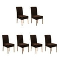 thumbnail image 4 of Youkk 2pcs/set Dirt-proof Velvet Chair Covers - Exquisite Craft Elastic Belt Machine Washable Dining Room Brown 2 pcs 3Set, 4 of 6