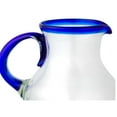 thumbnail image 3 of 10 Strawberry Street Cobalt Rim Pitcher Handblown Mexican Glass, 3 of 4