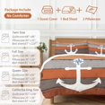 thumbnail image 6 of Queen 4 Piece Bedding Set Coastal Nautical Compass Orange Gradient Soft Breathable Duvet Cover and Pillowcase,Vintage Farm Wood Board Duvet Cover Set Bed Sheets for Bedroom Dormitory Guest Room, 6 of 9