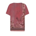thumbnail image 5 of Fiudx Ofertas de La Semana Camiseta con Botones y Cuello En V de Manga Corta Estampada a La Moda para Mujer, 5 of 5