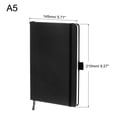 thumbnail image 2 of Uxcell A5 Cuaderno de notas de tapa dura con líneas de 160 páginas, papel grueso de 80 g/m² con lazo para bolígrafo, negro, 2 of 7