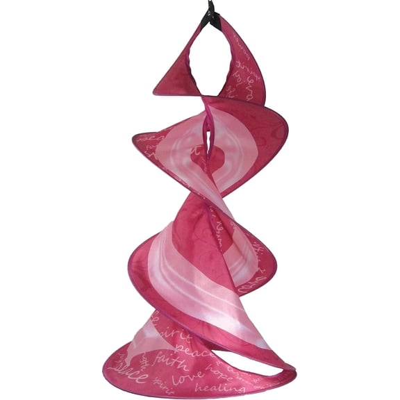 In the Breeze 4765 — Pink Ribbon Spin Duet, Outdoor Hanging Wind Spinner Decoration, Breast Cancer Awareness